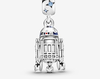 Star Wars, Anhänger aus 925er Silber, kompatibel mit Pandora Robot R2D2-Armbändern aus S925er Sterlingsilber