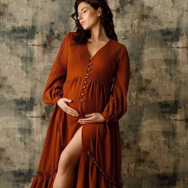 Zoja Damen Umstandskleid im Vintage-Stil, Boho-Kleid, Fotoshooting für die Schwangerschaft, Foto-Requisiten