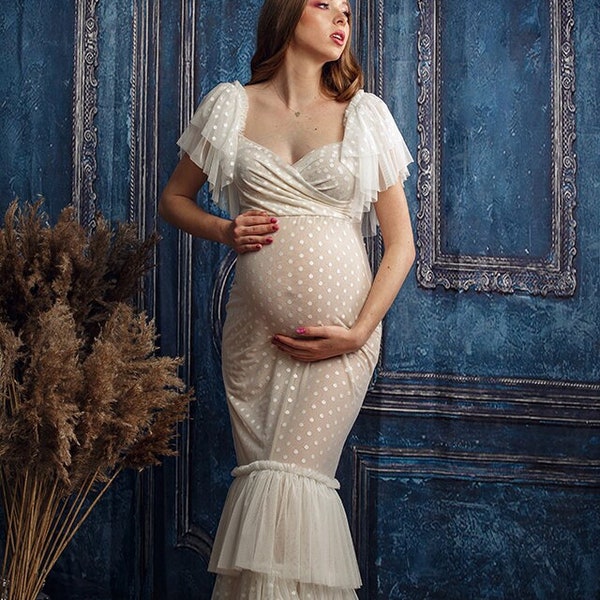 Lena maternity Boho dress, Vintage dress, Pregnancy photo shot, Photo Props