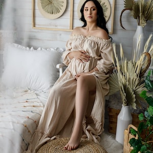 Blanka damska ciążowa Vintage, sukienka Boho, sesja zdjęciowa w ciąży, rekwizyty do zdjęć zdjęcie 4