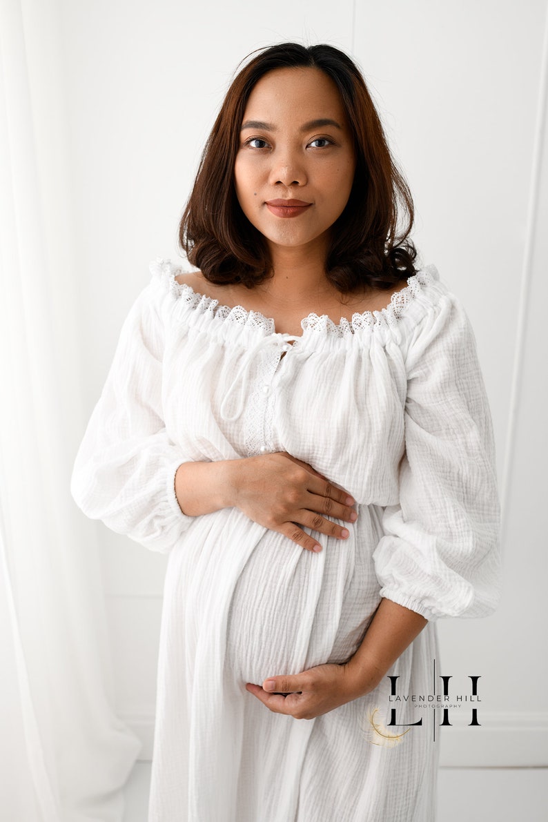 Blanka damska ciążowa Vintage, sukienka Boho, sesja zdjęciowa w ciąży, rekwizyty do zdjęć zdjęcie 6