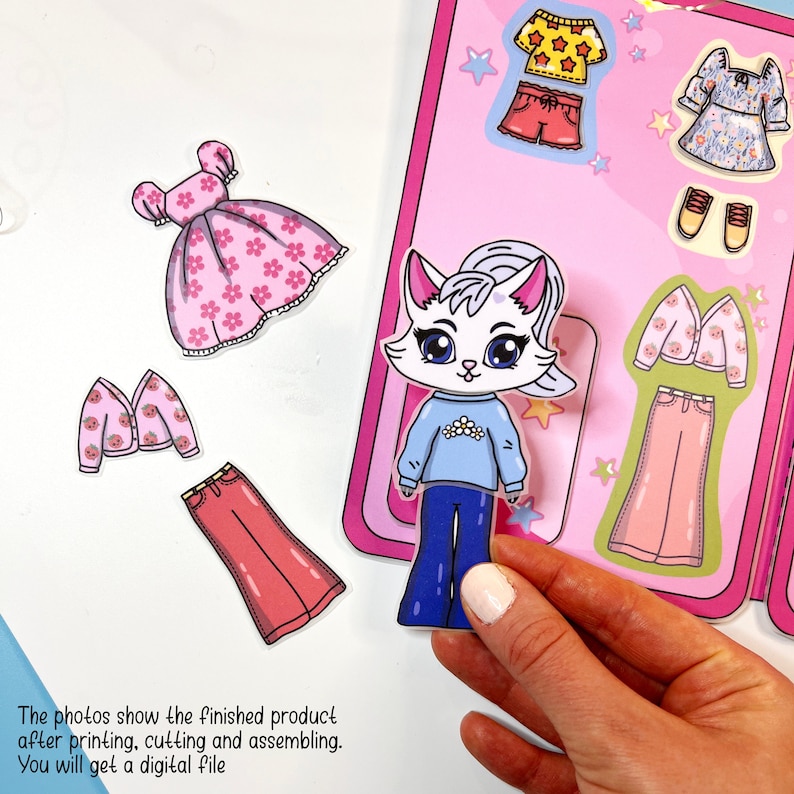 Printable Paper Doll for Toddler Cat Quiet Book Printable Paper Toys Busy Book Girl Activities ...