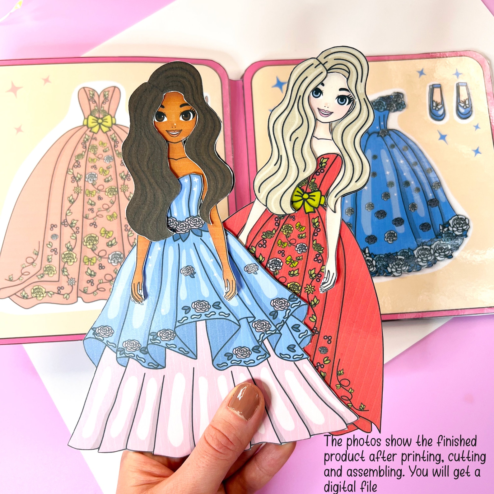 Printable Paper Doll Princess Paperdoll Princess Dresses Activity Book Dress up Doll Princess ...