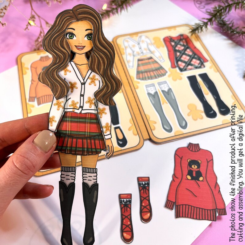Printable Paper Doll Christmas Paper Doll Dress up Paper Doll Winter Dress up Kit Paper Doll