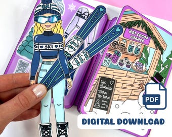 Printable paper doll: Winter Quiet Book Activity - Indoor Activities for kids