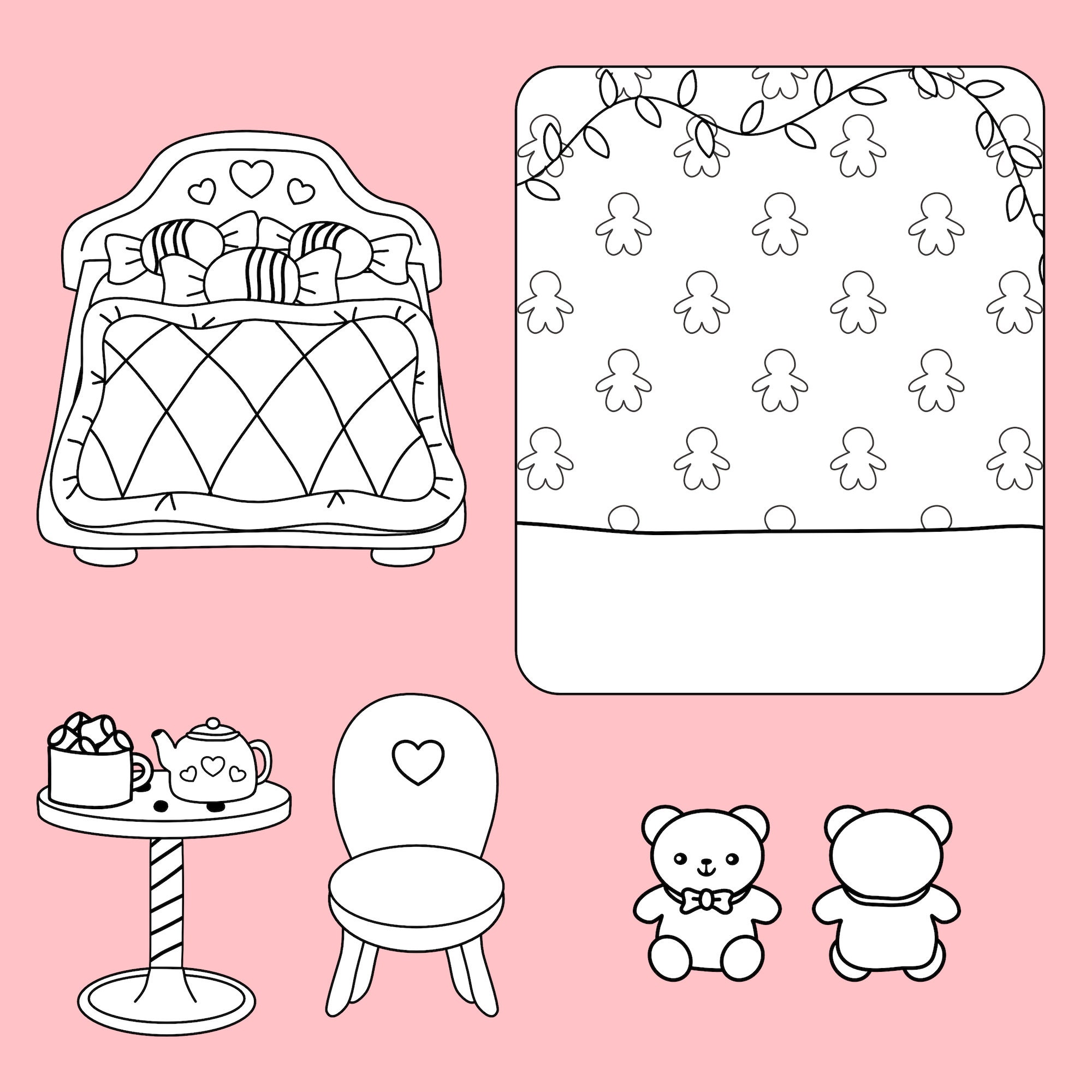 Christmas Coloring Pages Paper Doll House Coloring Pages Dress - Etsy