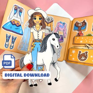 Cowgirl busy book | Printable Paper doll | girls activities quiet book activities for kids DIY kids toys for toddlers gift for kids