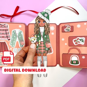 Printable Christmas paper doll busy book girls activities quiet book activities for kids DIY kids toys activities for toddlers gift for kids