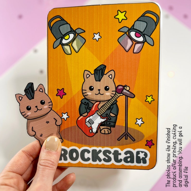 Punk Rock Cat Paper Doll: Dress-up Toddler Activity (digital Download ...