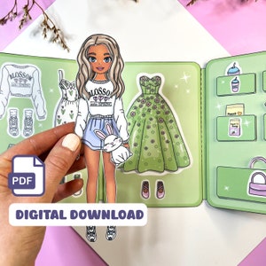 Printable paper doll busy book Spring paper doll dress up girls activities quiet book printable activities for kids preschool activity