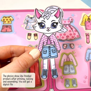Printable Paper Doll for Toddler Cat Quiet Book Printable Paper Toys Busy Book Girl Activities ...