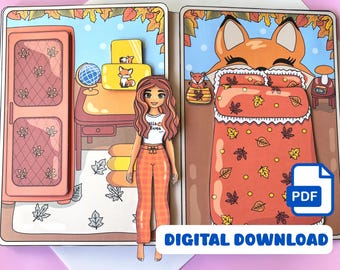 Autumn Dollhouse Paper Doll: Cozy Fall Busy Book - Indoor activity for kids