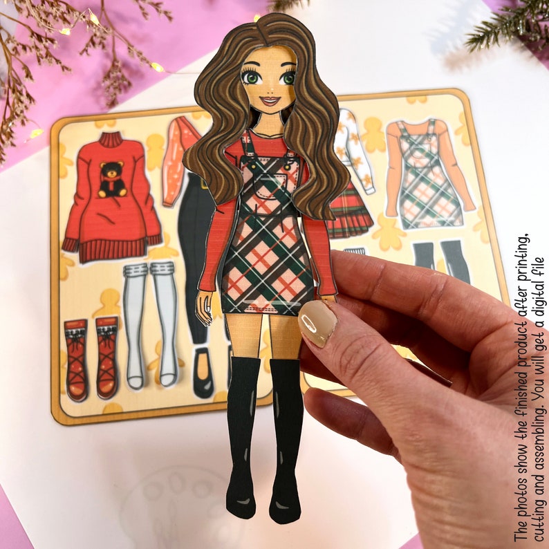 Printable Paper Doll Christmas Paper Doll Dress up Paper Doll Winter