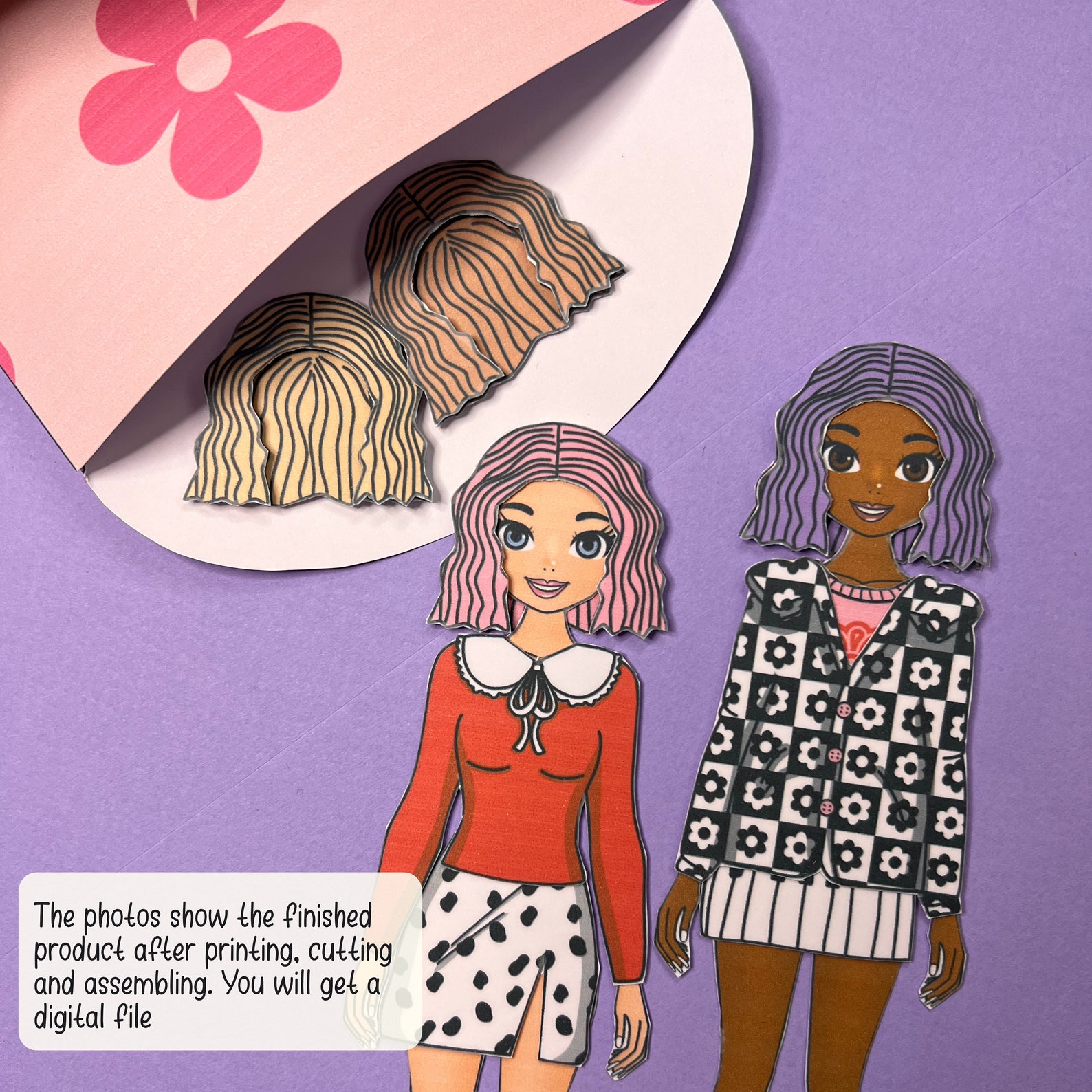 Printable Paper Doll Clothes Dress up Doll Colorful Paper Doll Busy Book Girl Activity Book ...