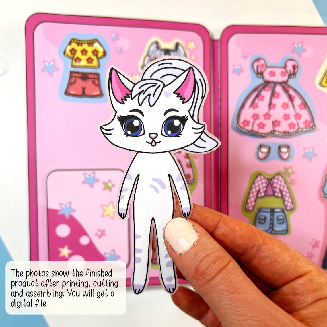 Printable Paper Doll for Toddler Cat Quiet Book Printable Paper Toys ...