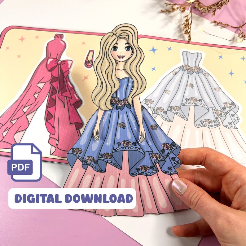 Printable Paper Doll Princess Paperdoll Princess Dresses Activity Book ...