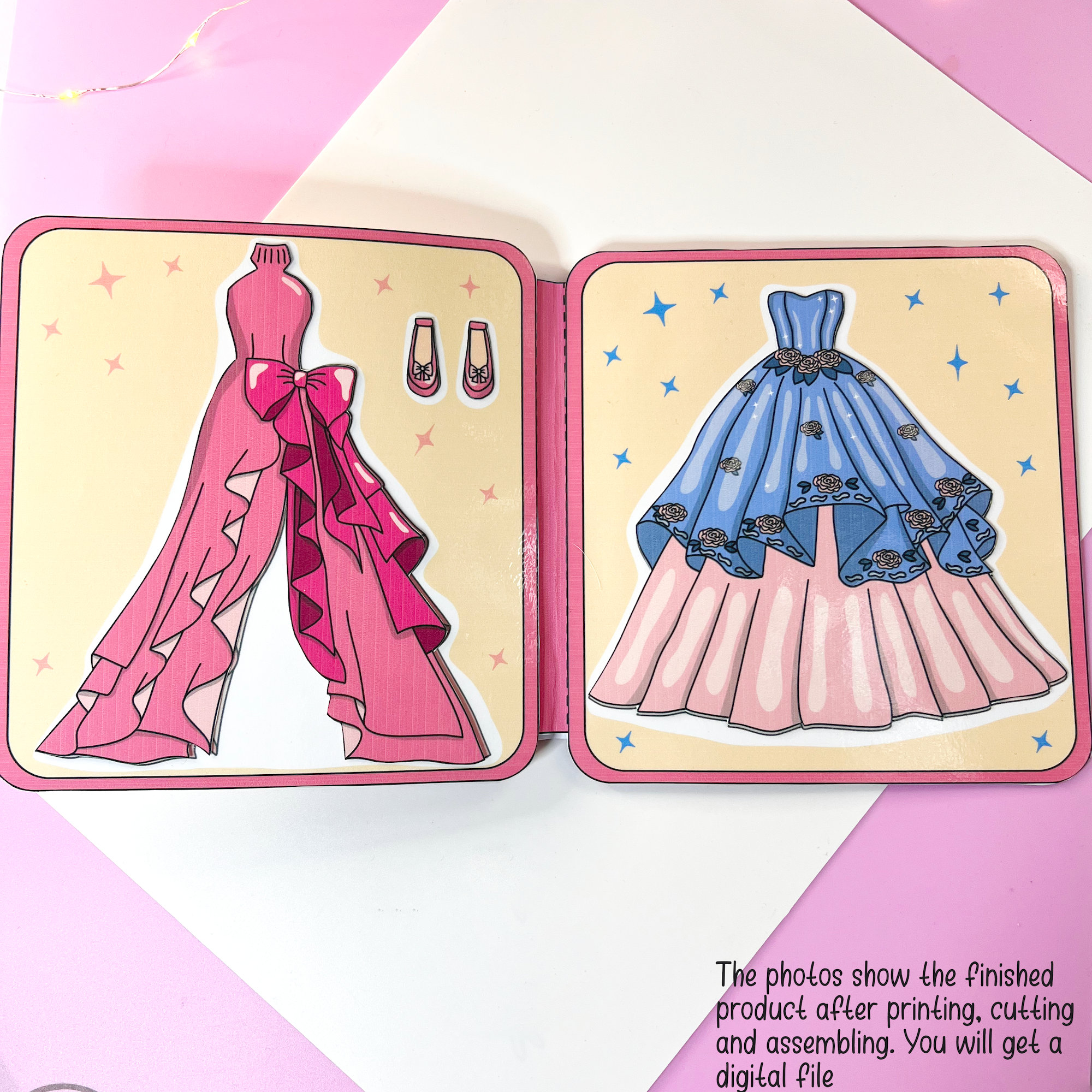 Printable Paper Doll Princess Paperdoll Princess Dresses Activity Book Dress up Doll Princess ...