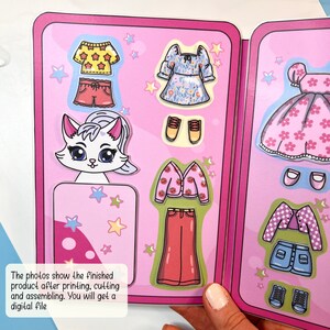 Printable Paper Doll for Toddler Cat Quiet Book Printable Paper Toys Busy Book Girl Activities ...