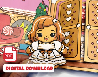 Boneca de papel para casa de bonecas de gengibre – Livro de atividades de Natal | Atividades para pré-escola e educação domiciliar