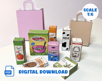 Miniature Food Printable Miniature Groceries Packages Dollhouse Printable toys Mini food dollhouse accessories DIY miniatures Digital File