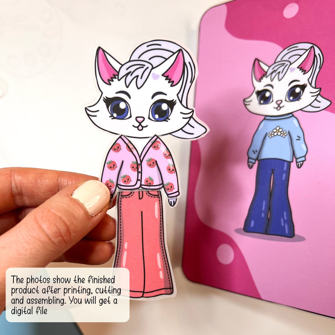 Printable Paper Doll for Toddler Cat Quiet Book Printable Paper Toys ...