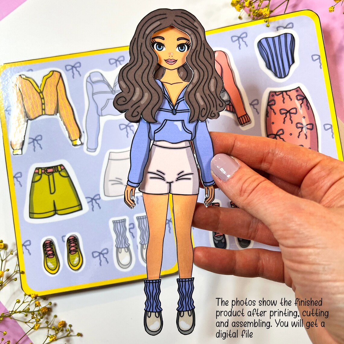 Printable Paper Doll Busy Book Yellow Summer Paper Doll Girls ...