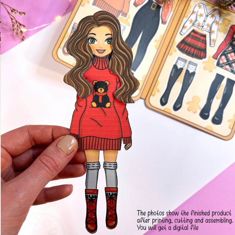 Printable Paper Doll Christmas Paper Doll Dress up Paper Doll Winter