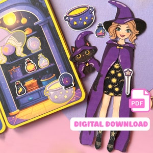 Paperdoll Witch paper doll Printable paper doll house dress up paper doll Printable Activity Book Printable toys gift kids paperdoll clothes
