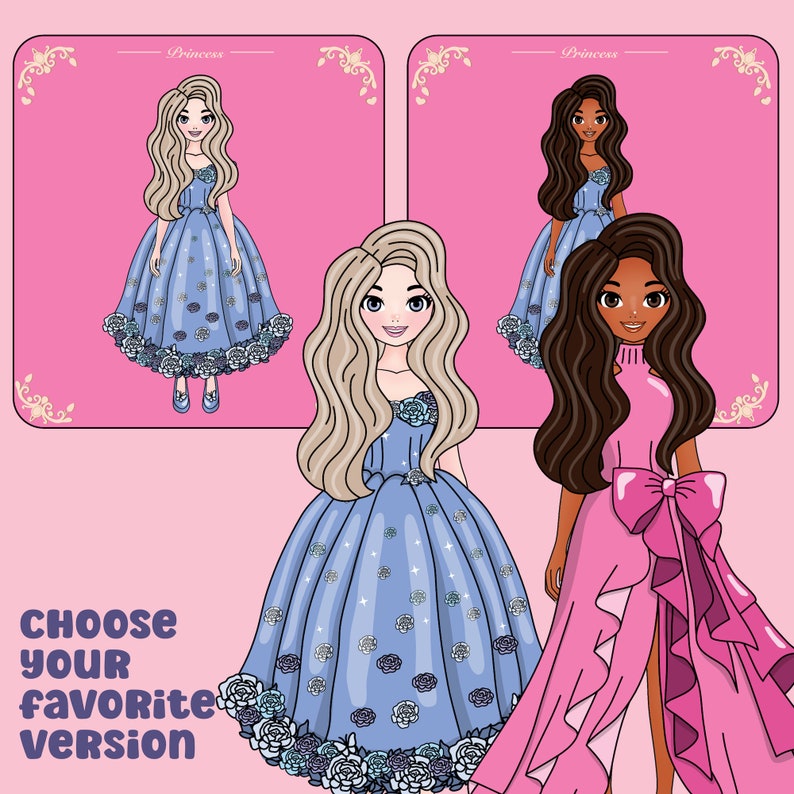 Printable Paper Doll Princess Paperdoll Princess Dresses Activity Book ...