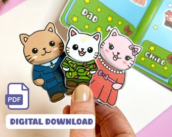Weihnachtskatzen-Papierpuppe: Druckbare Kleinkind Dress Up Aktivität (Digitaler Download)