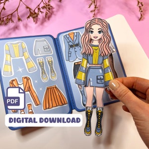 Printable paper doll busy book Fashion paper doll dress up girls activities quiet book printable activities for kids preschool activity
