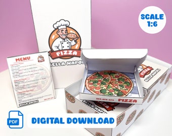 Miniature Pizza Printable Miniature Pizza Packages Dollhouse Printable toys Mini food dollhouse accessories DIY miniatures Digital File