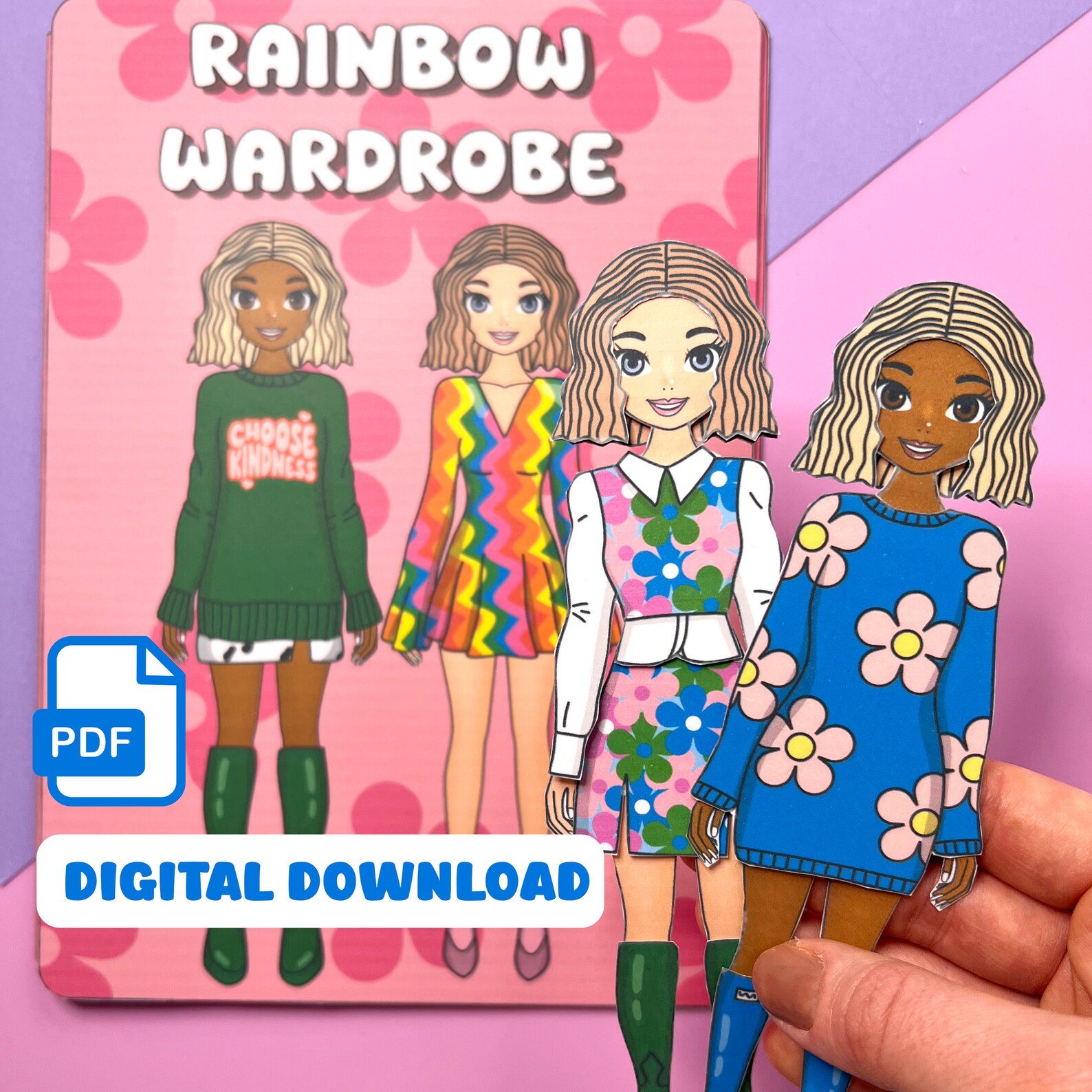 Printable Paper Doll Clothes Dress up Doll Colorful Paper Doll Busy Book Girl Activity Book ...