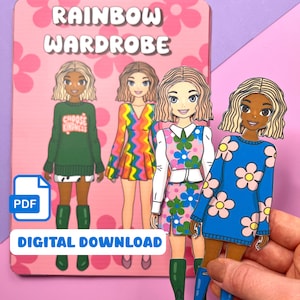 Printable Paper Doll clothes Dress up doll Colorful paper doll Busy book girl Activity book Pretend play printables Quiet book printable