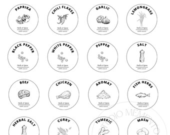 Herbs & spices | kruiden labels | etiketten voor kruidenpotjes | 48 labels | Nederlands