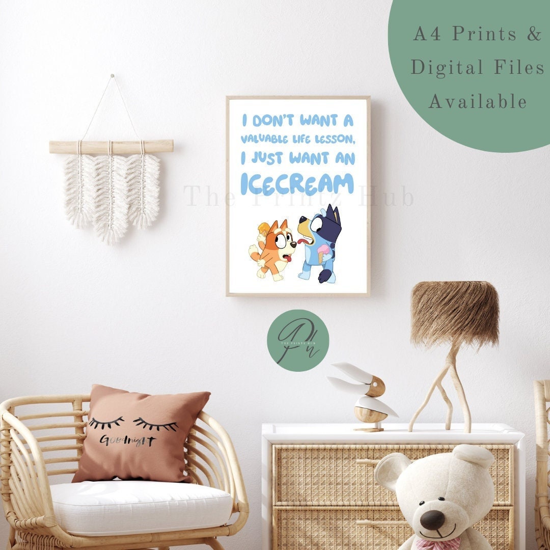 Bluey Wall Decor Bluey Room Prints Bluey Poster Prints Etsy