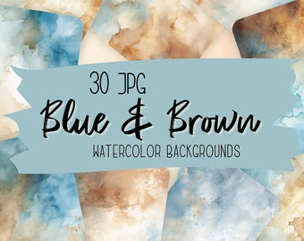 Blue & Brown Watercolor Textures: Neutral Wash Backgrounds (Digital Download)
