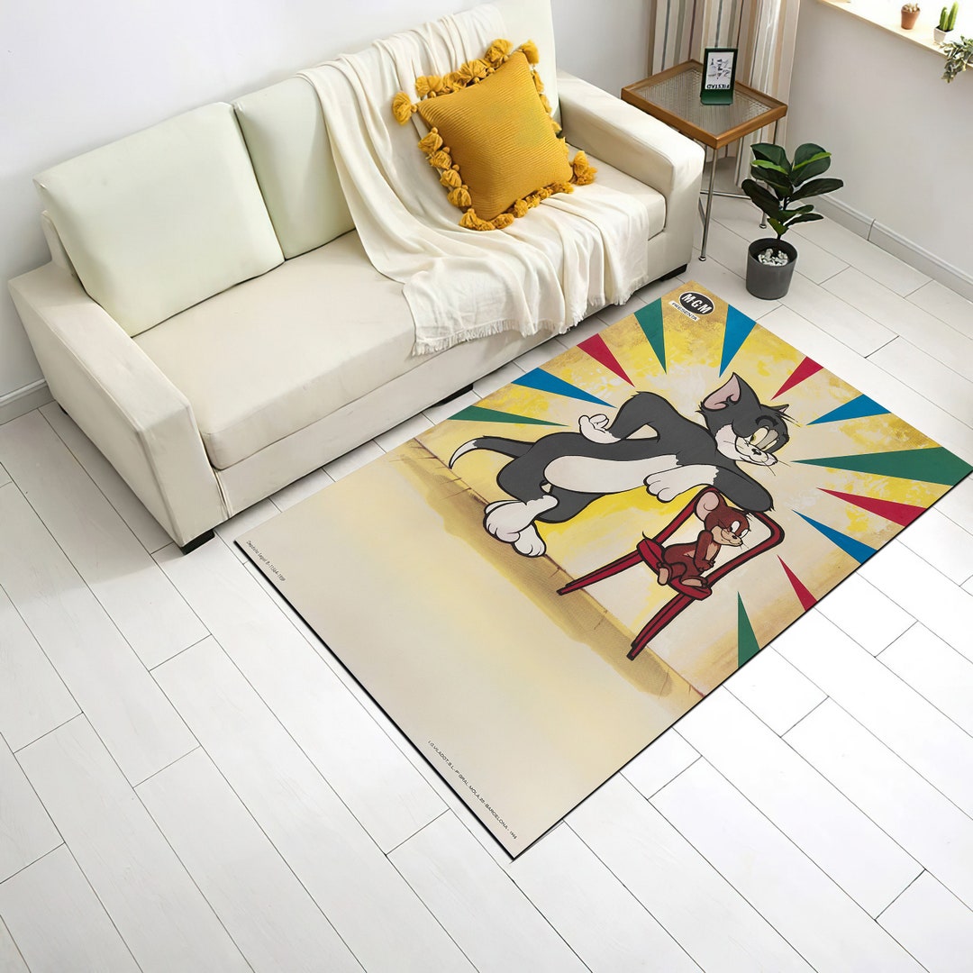 Tom and Jerry Rug, Tom Rug ,jerry Carpet ,cartoon Rug, Anime Home Decor,gift for Kids, Colour
