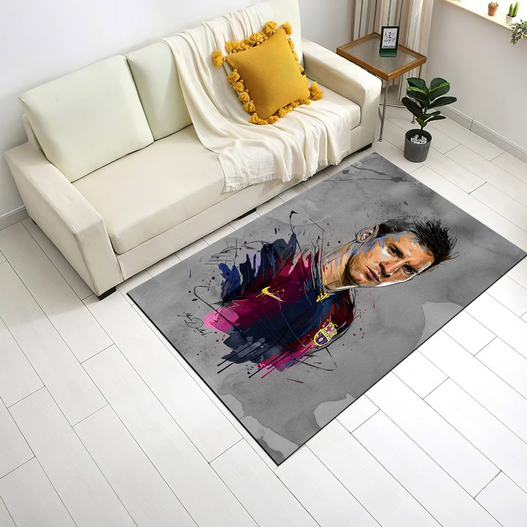 Lionel Messi Rug, Football Rug, Sports Mat, World Cup Rug, GOAT Rug ...