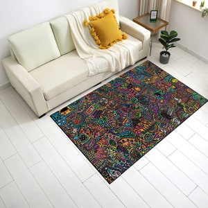 Psychedelic Art Kitchen Rugs,JXIONGF 2 Piece 16 x 24+16 x 48