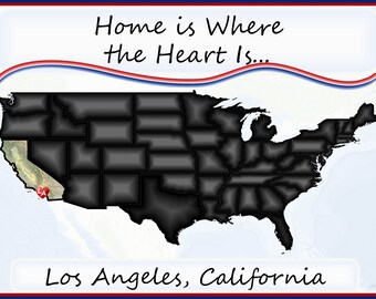 Custom Map Wall Art - "Home is Where the Heart Is…” - 36” x 48” Landscape Orientation