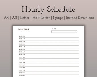 Hourly Schedule Daily Planner reMarkable Template iPad Planner Printable