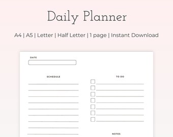 Daily Planner reMarkable Template Printable Work Planner Personal Digital Organizer Hourly Planner