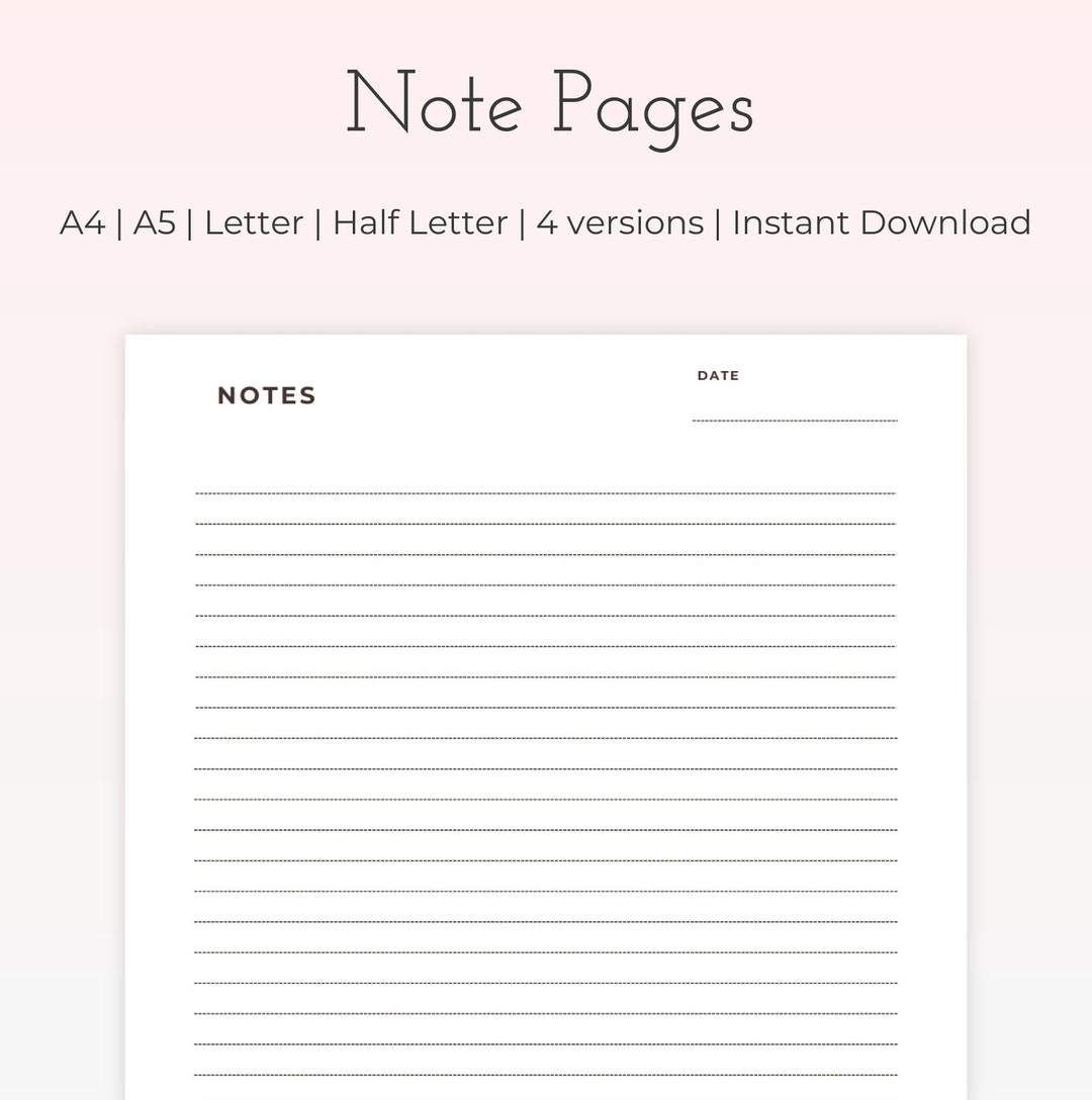 Note Writing, Printable Note Page, Printable Bullet Journal Page, Daily ...