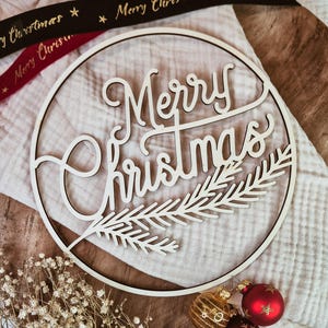 wooden wreath wooden ring Merry Christmas Christmas decoration