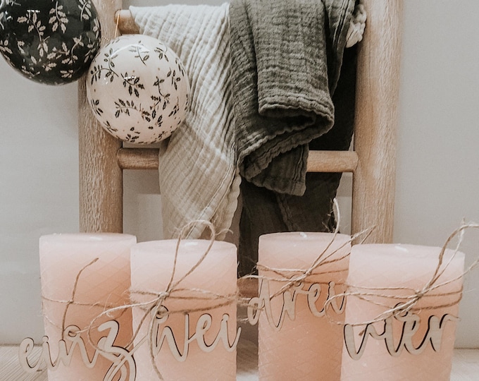 Wooden lettering numbers 1-4 – Advent wreath decoration Christmas, Advent decoration made of wood, Advent numbers natural, Christmas decoration modern