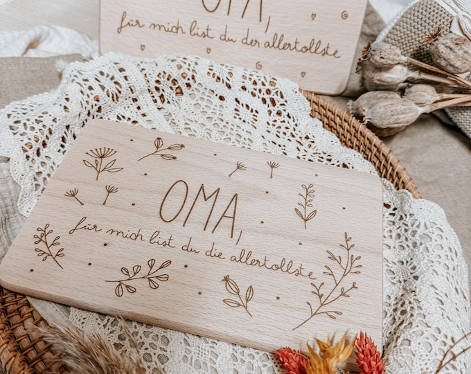 Engraved wooden board – gift for mom, dad, grandma, grandpa – wooden breakfast board – family gift idea