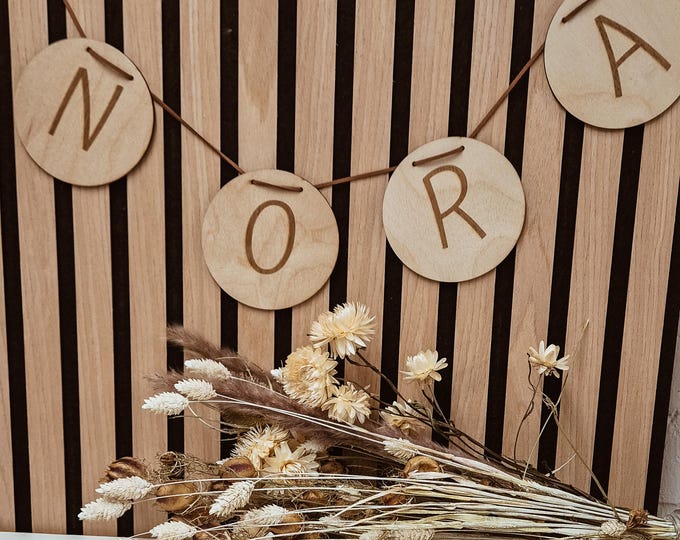 Personalized wooden name garland – nursery decor, baby gift, boho name sign, letter garland, name tag