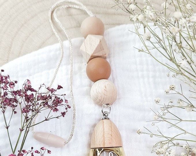 Diffuser pendant for fragrance oil, car diffuser, oil diffuser for home and car, room fragrance diffuser, aromatherapy with fragrance oil beige brown wood