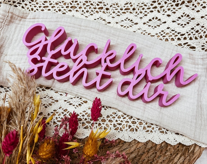 3D-printed lettering "Happy looks on you" | Wall decor saying | Boho decor | Gift idea | Positive affirmation | Modern room decor